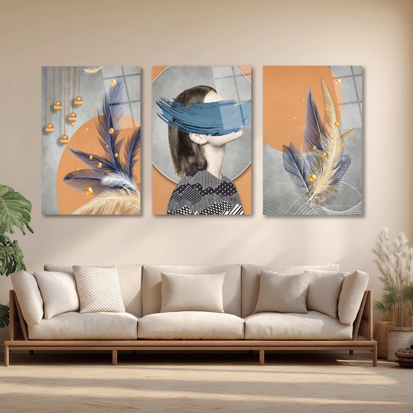 ÜÇLÜ DİKEY CAM TABLO SETİ - TT4085