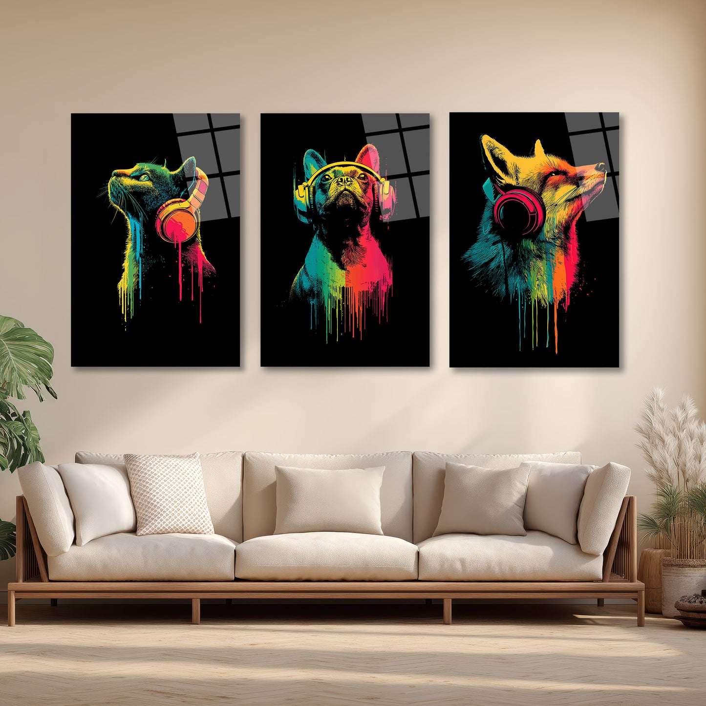 ÜÇLÜ DİKEY CAM TABLO SETİ - TT4123