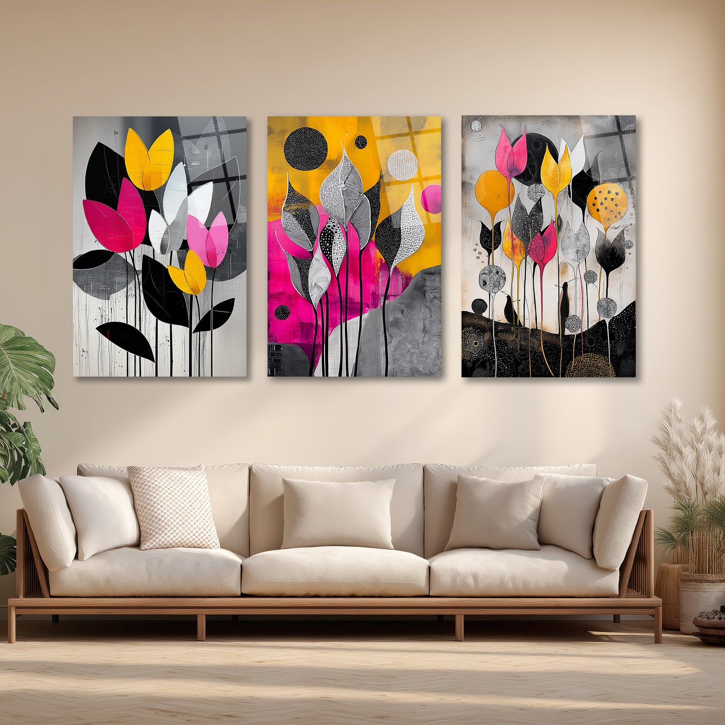 ÜÇLÜ DİKEY CAM TABLO SETİ - TT4142