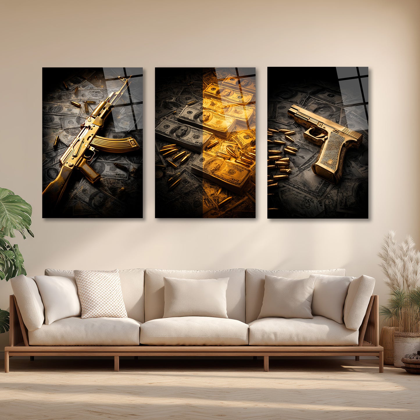 ÜÇLÜ DİKEY CAM TABLO SETİ - TT4145