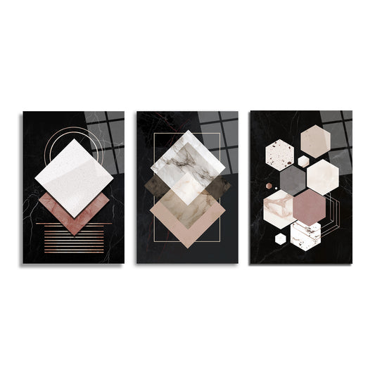 ÜÇLÜ DİKEY CAM TABLO SETİ - TT4068