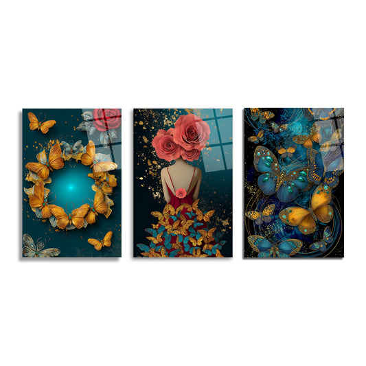 ÜÇLÜ DİKEY CAM TABLO SETİ - TT4078