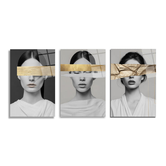 ÜÇLÜ DİKEY CAM TABLO SETİ - TT4159