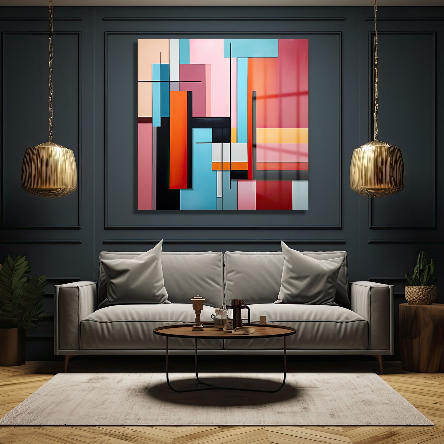 DEKORATİF KARE CAM TABLO - TT0883