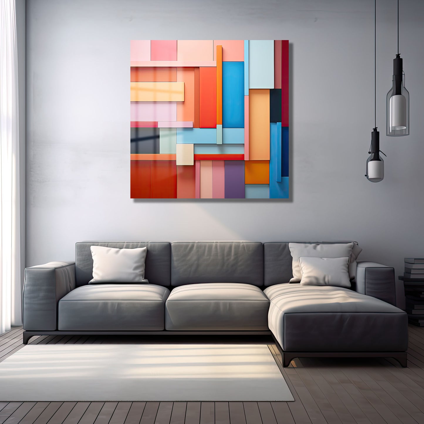 DEKORATİF KARE CAM TABLO - TT0885