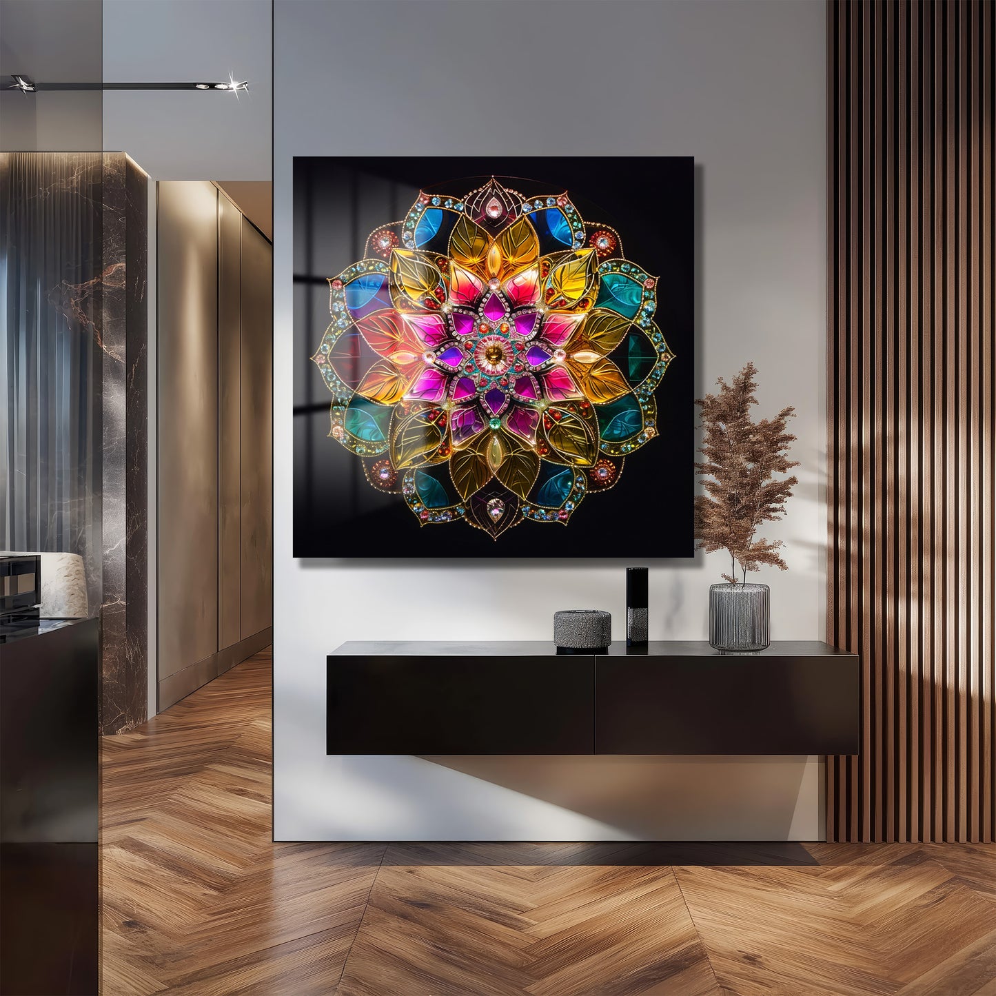 DEKORATİF KARE CAM TABLO - TT1084