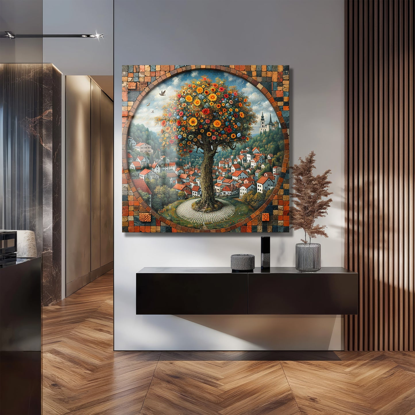 DEKORATİF KARE CAM TABLO - TT1030