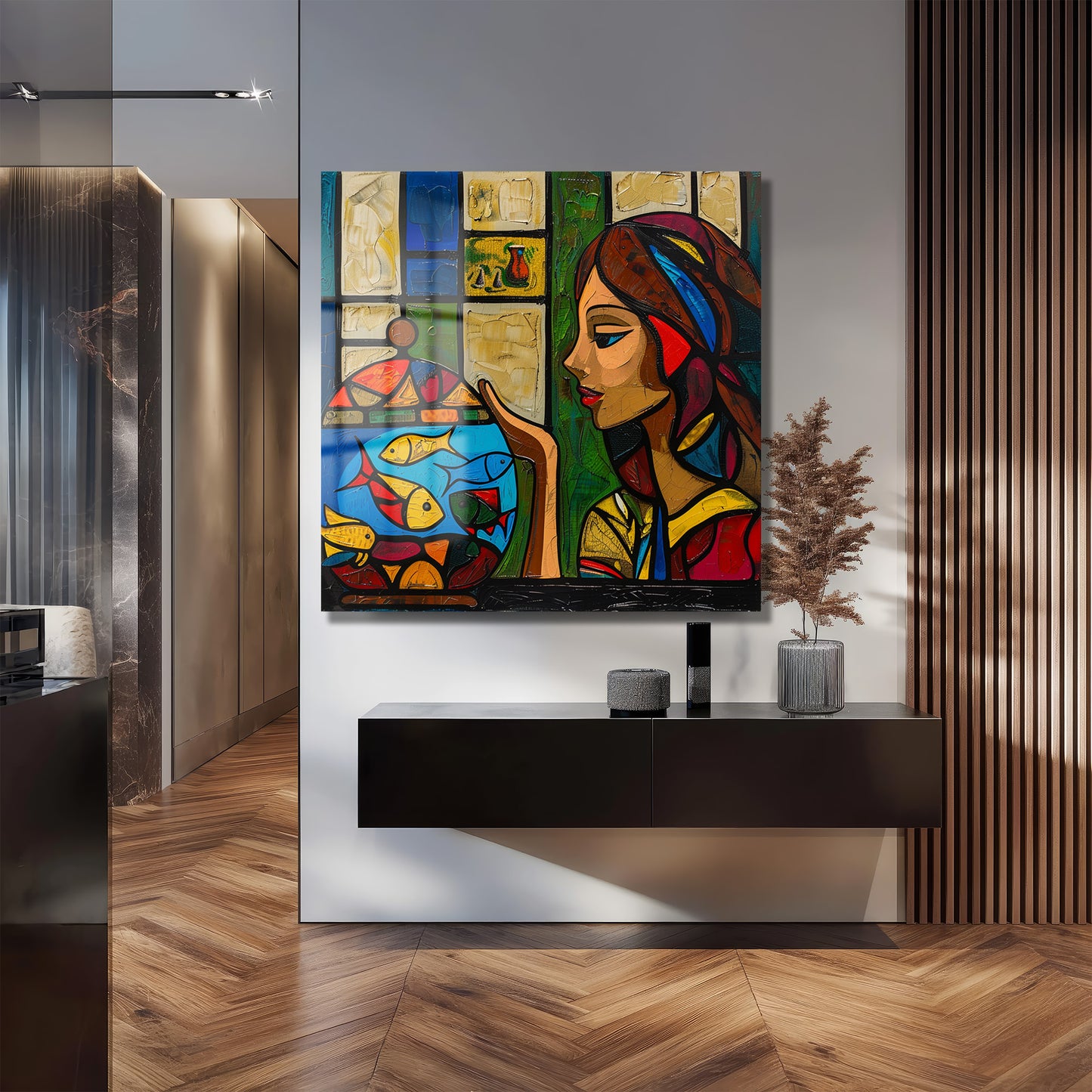 DEKORATİF KARE CAM TABLO - TT1035