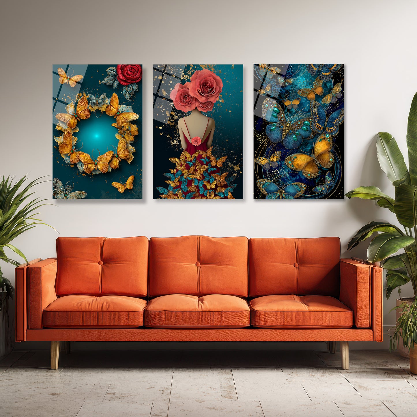 ÜÇLÜ DİKEY CAM TABLO SETİ - TT4078