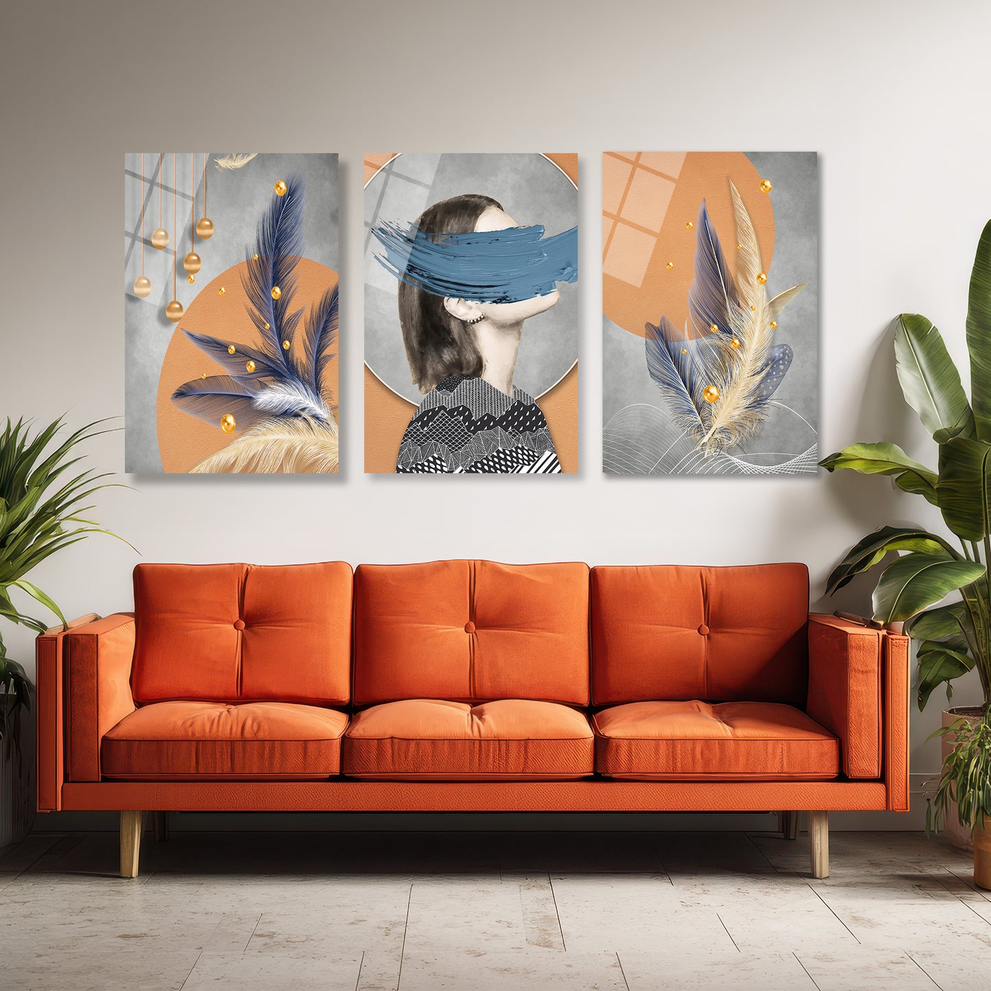 ÜÇLÜ DİKEY CAM TABLO SETİ - TT4085