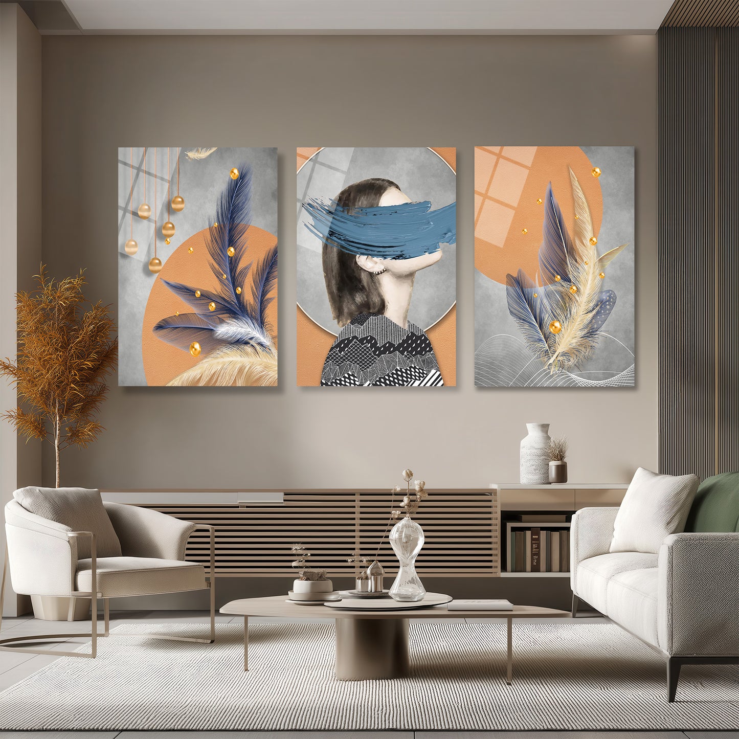 ÜÇLÜ DİKEY CAM TABLO SETİ - TT4085