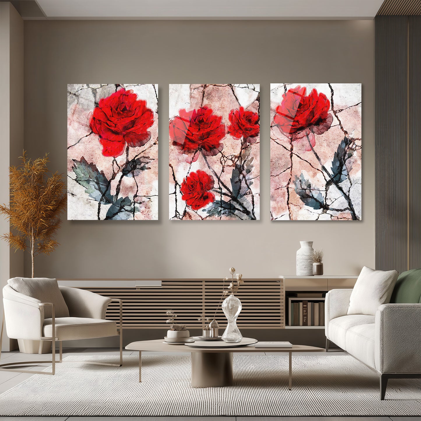 ÜÇLÜ DİKEY CAM TABLO SETİ - TT4086