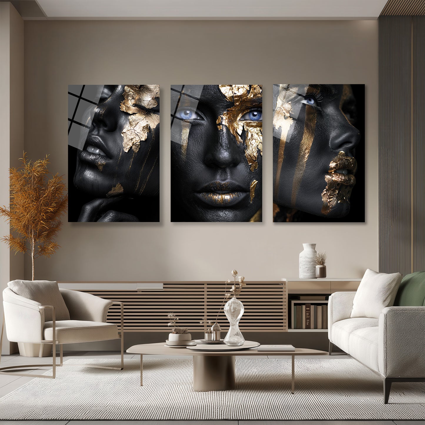 ÜÇLÜ DİKEY CAM TABLO SETİ - TT4069