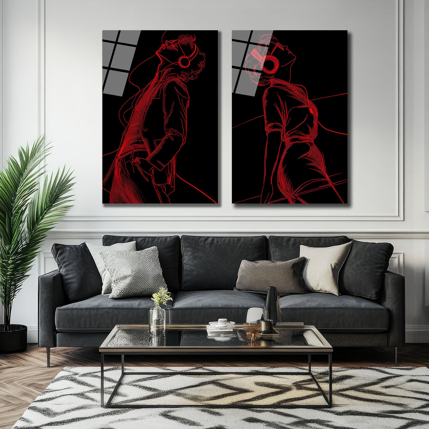 İKİLİ DİKEY CAM TABLO SETİ - TT4023