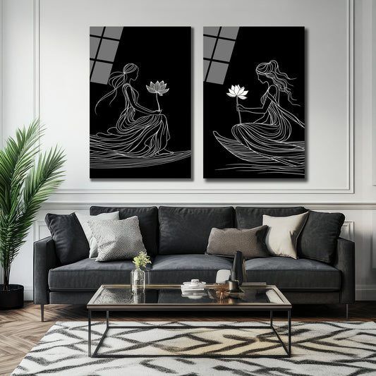 İKİLİ DİKEY CAM TABLO SETİ - TT4037