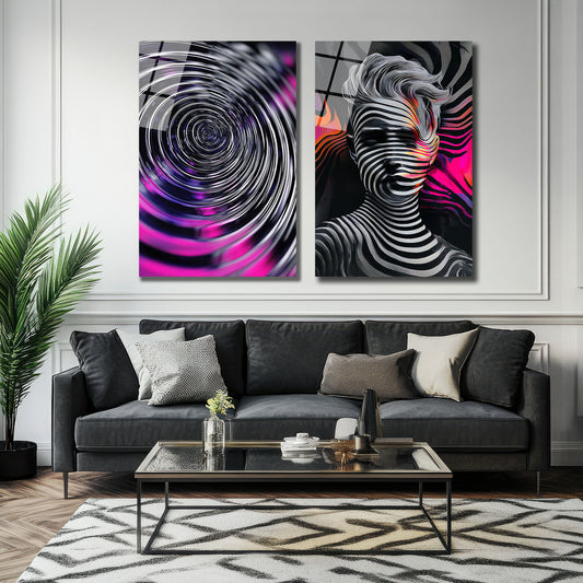 İKİLİ DİKEY CAM TABLO SETİ - TT4033