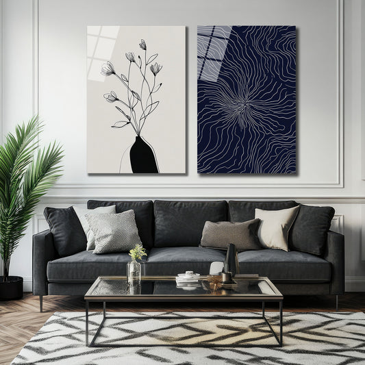 İKİLİ DİKEY CAM TABLO SETİ - TT4032