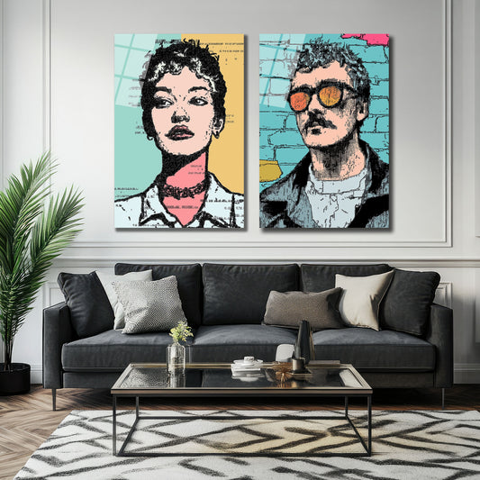 İKİLİ DİKEY CAM TABLO SETİ - TT4002