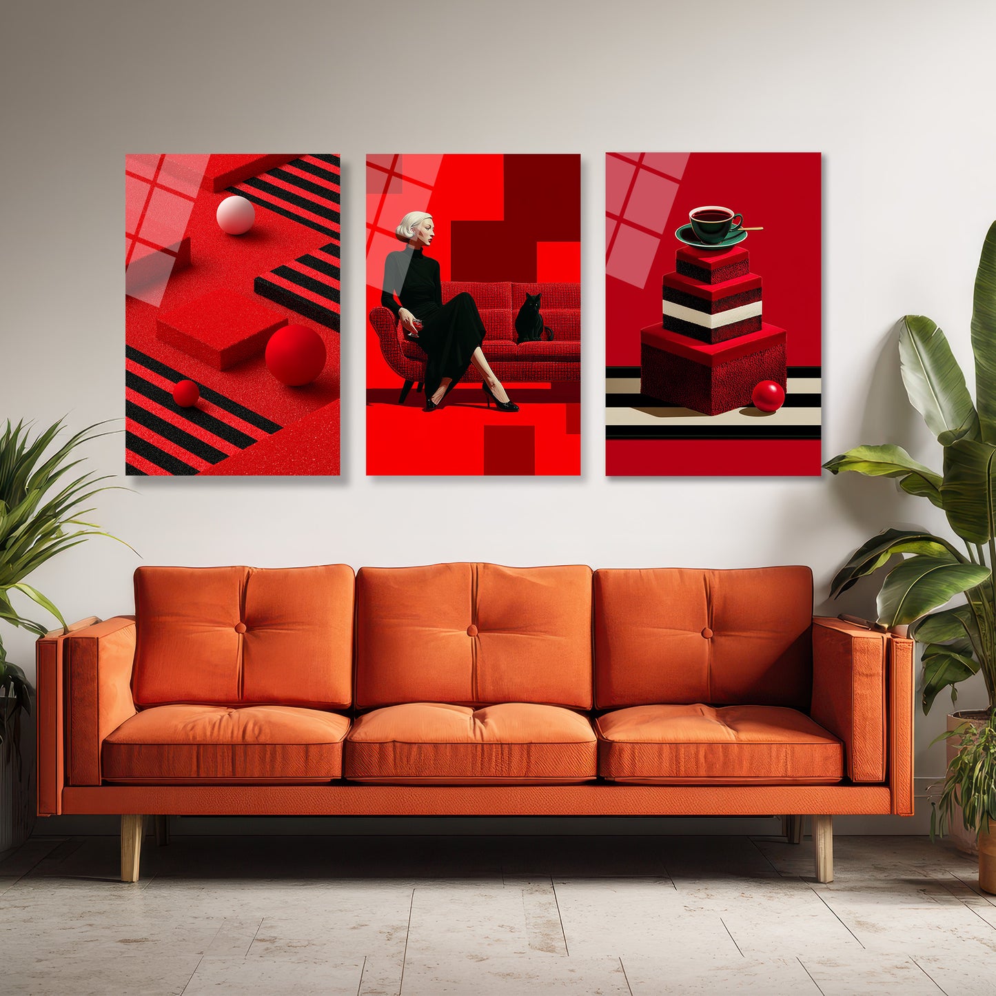 ÜÇLÜ DİKEY CAM TABLO SETİ - TT4122