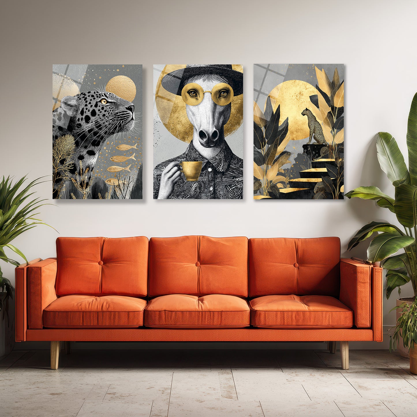 ÜÇLÜ DİKEY CAM TABLO SETİ - TT4135