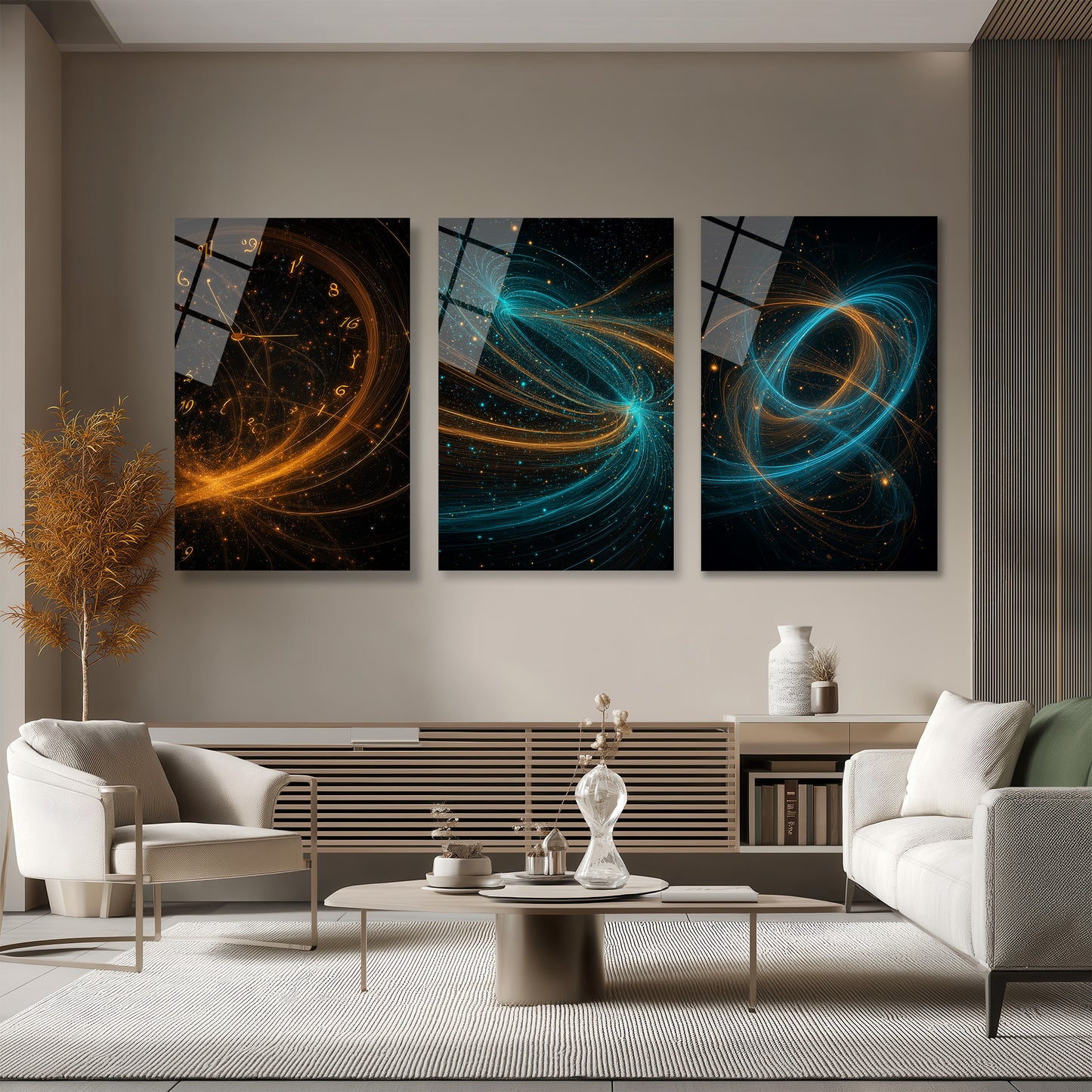 ÜÇLÜ DİKEY CAM TABLO SETİ - TT4092