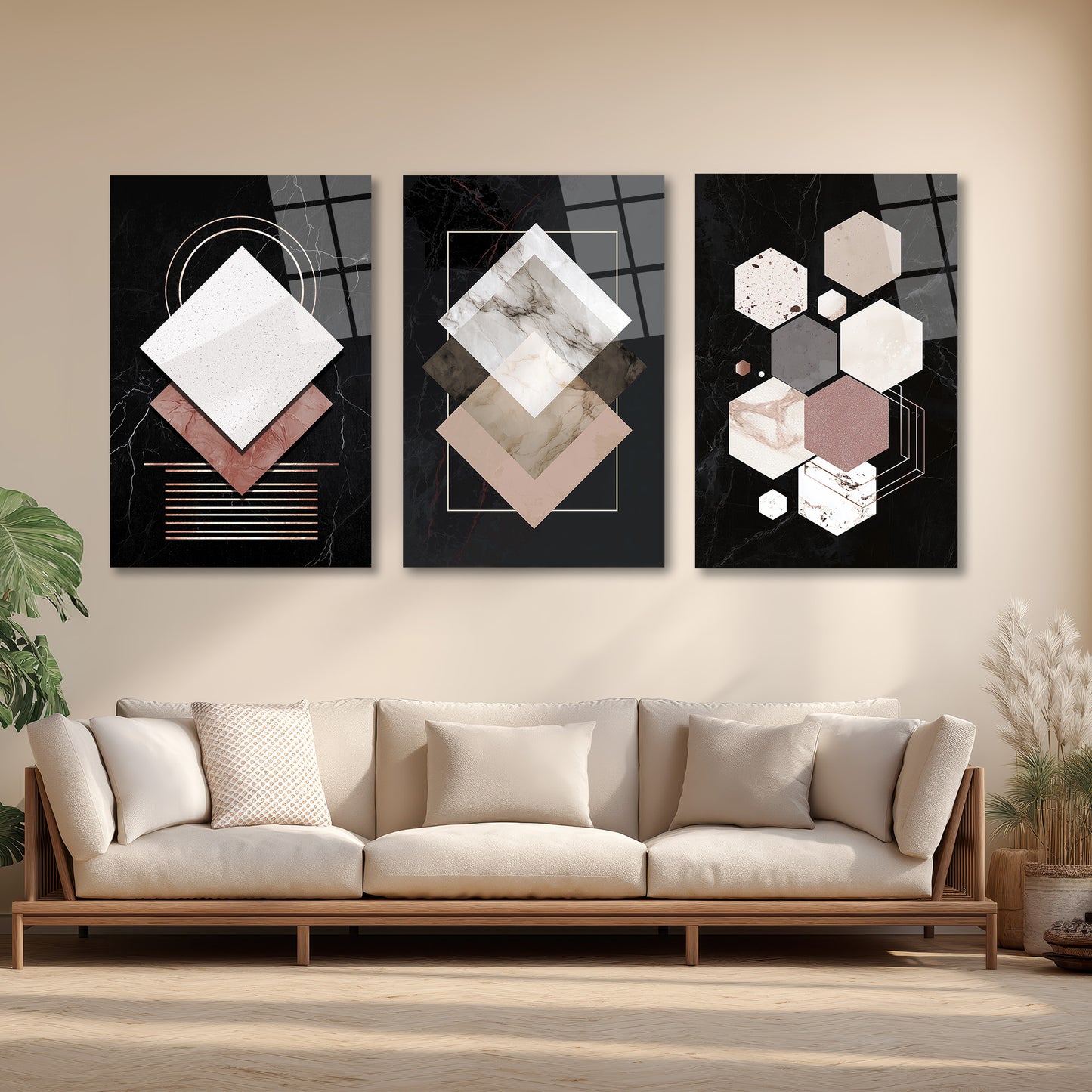 ÜÇLÜ DİKEY CAM TABLO SETİ - TT4068