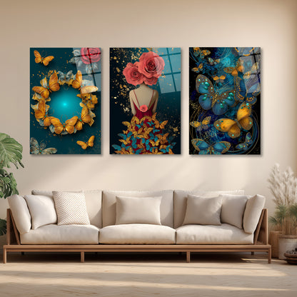 ÜÇLÜ DİKEY CAM TABLO SETİ - TT4078