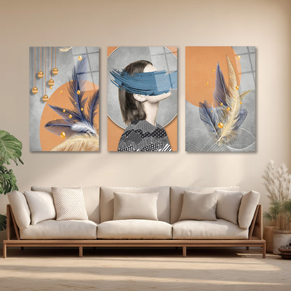 ÜÇLÜ DİKEY CAM TABLO SETİ - TT4085