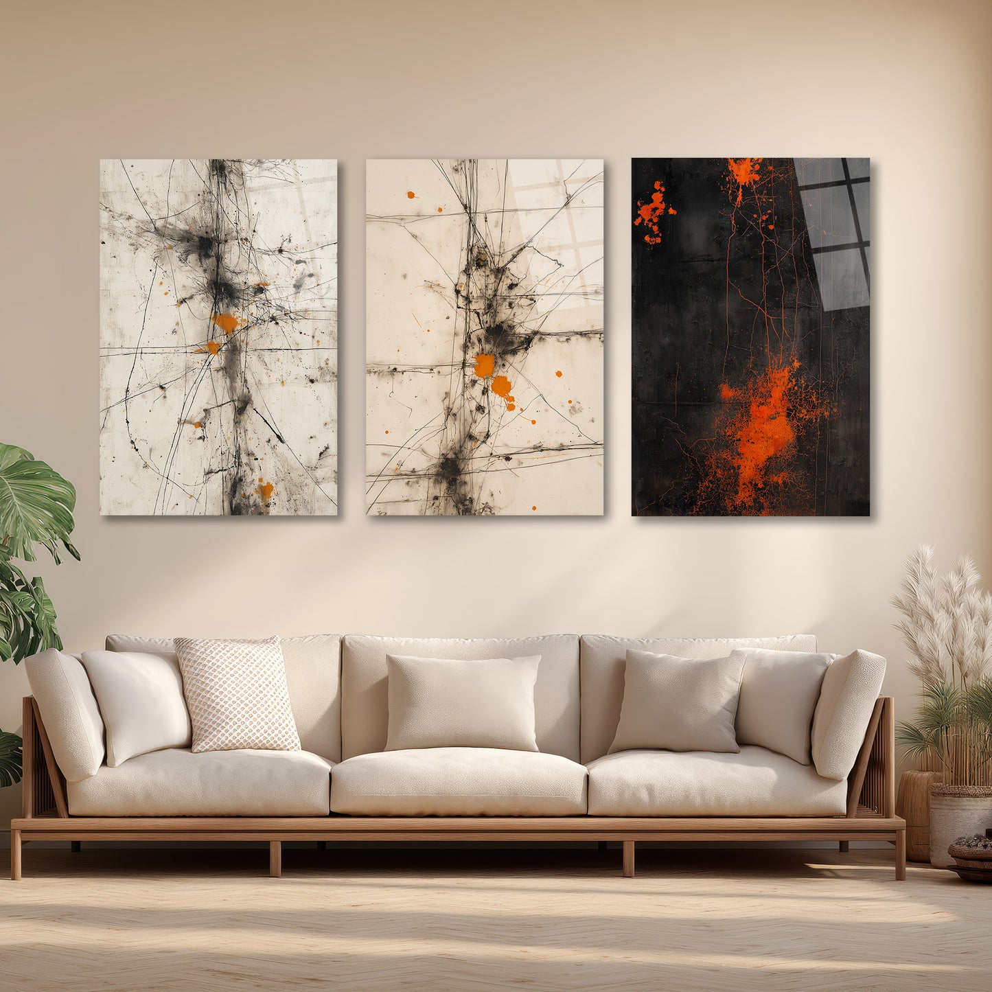 ÜÇLÜ DİKEY CAM TABLO SETİ - TT4090