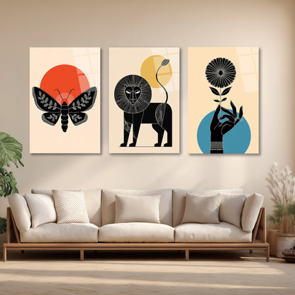 ÜÇLÜ DİKEY CAM TABLO SETİ - TT4071