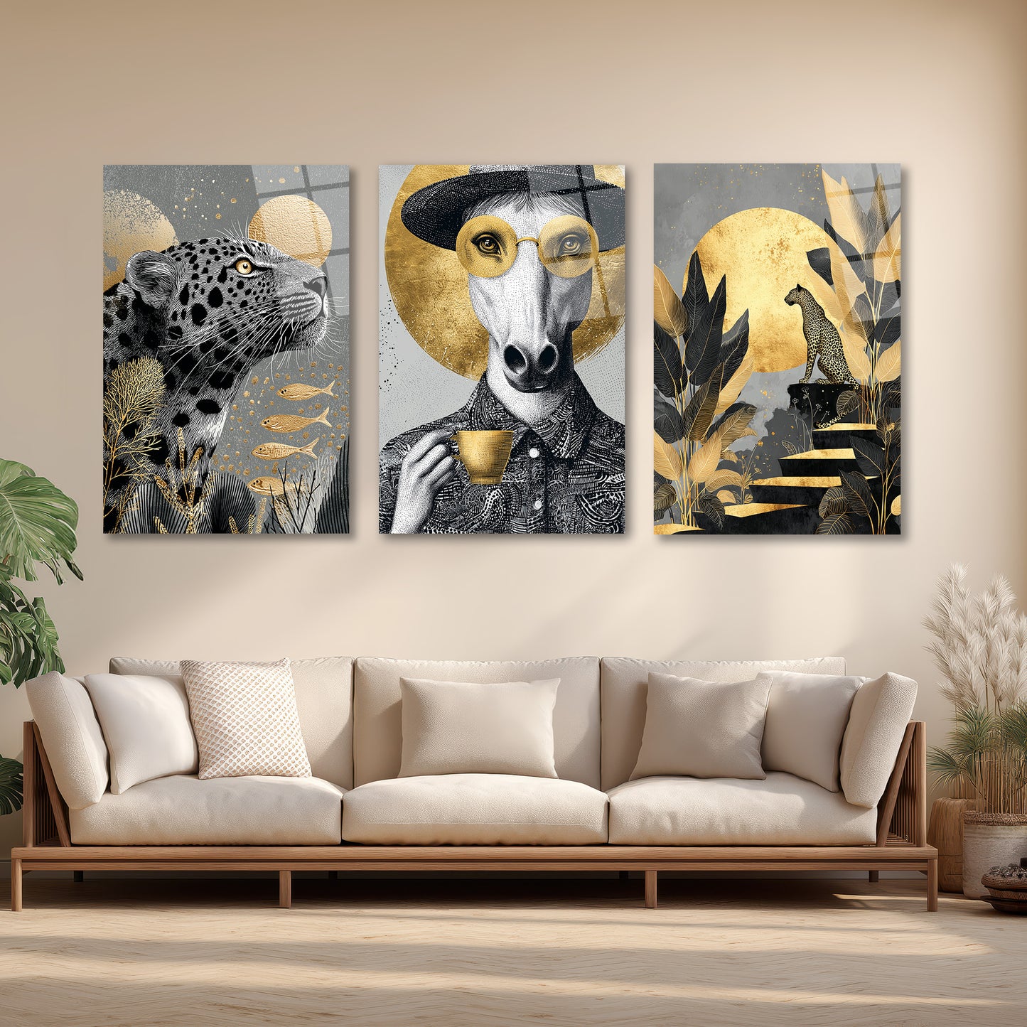 ÜÇLÜ DİKEY CAM TABLO SETİ - TT4135