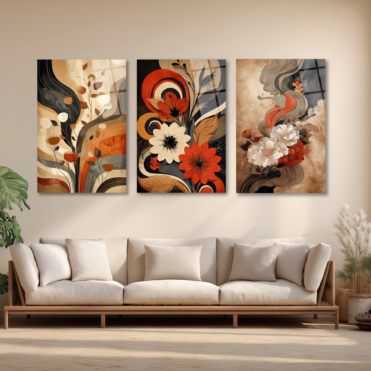 ÜÇLÜ DİKEY CAM TABLO SETİ - TT4141