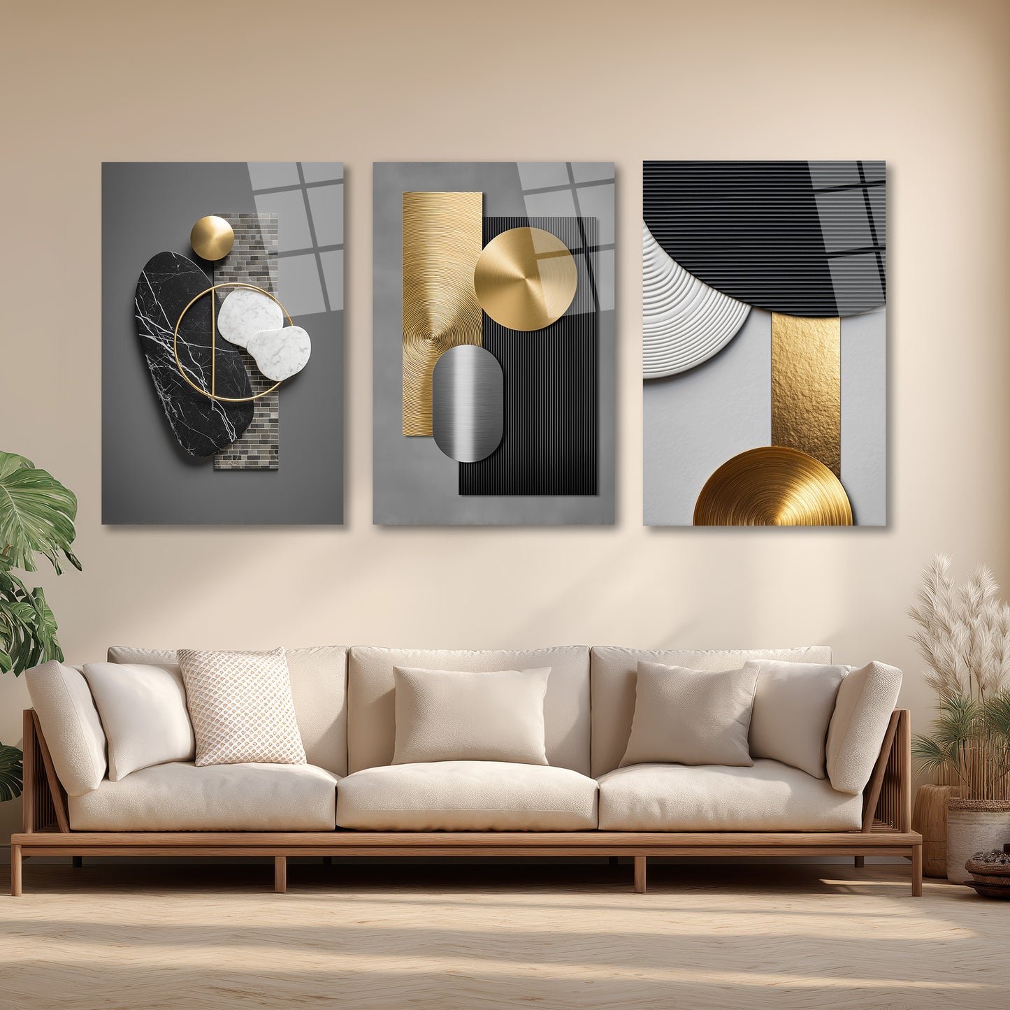 ÜÇLÜ DİKEY CAM TABLO SETİ - TT4146