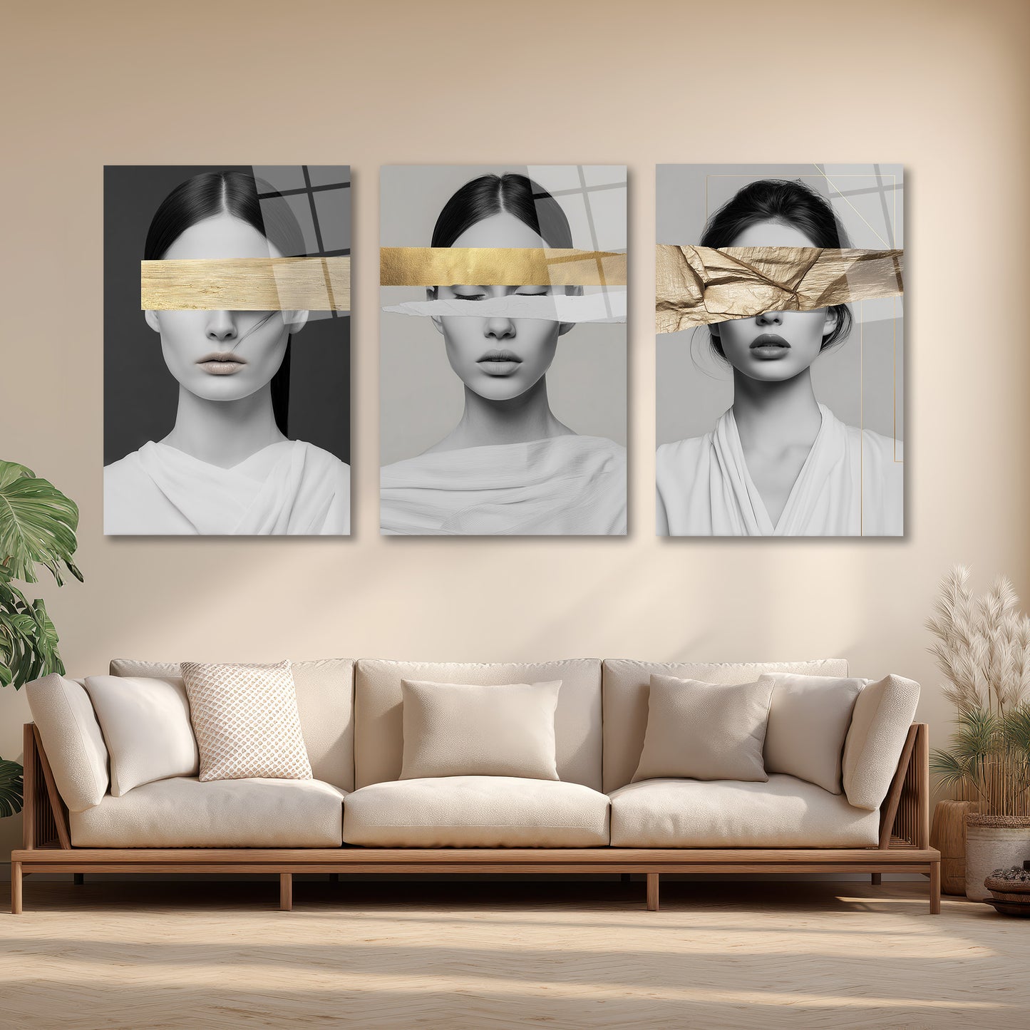 ÜÇLÜ DİKEY CAM TABLO SETİ - TT4159