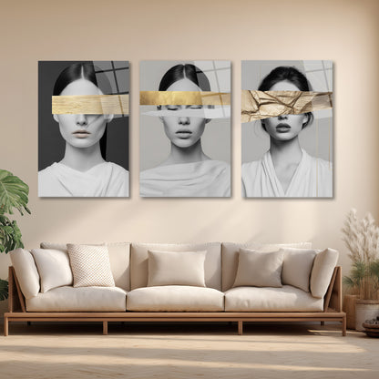 ÜÇLÜ DİKEY CAM TABLO SETİ - TT4159