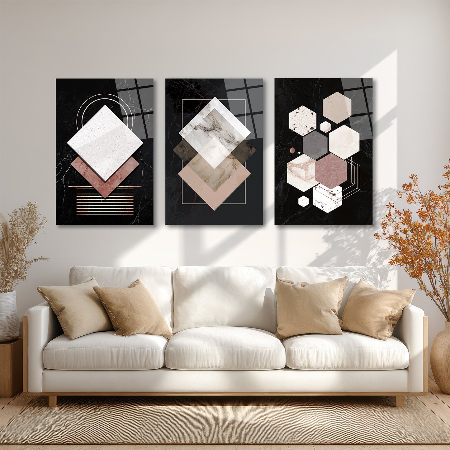 ÜÇLÜ DİKEY CAM TABLO SETİ - TT4068