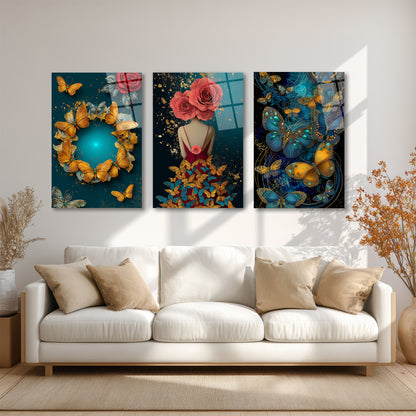 ÜÇLÜ DİKEY CAM TABLO SETİ - TT4078