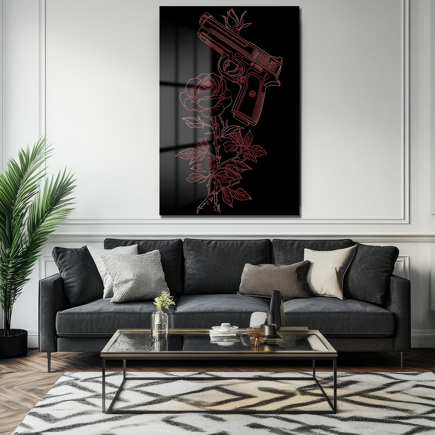 DEKORATİF DİKEY CAM TABLO - TT3352