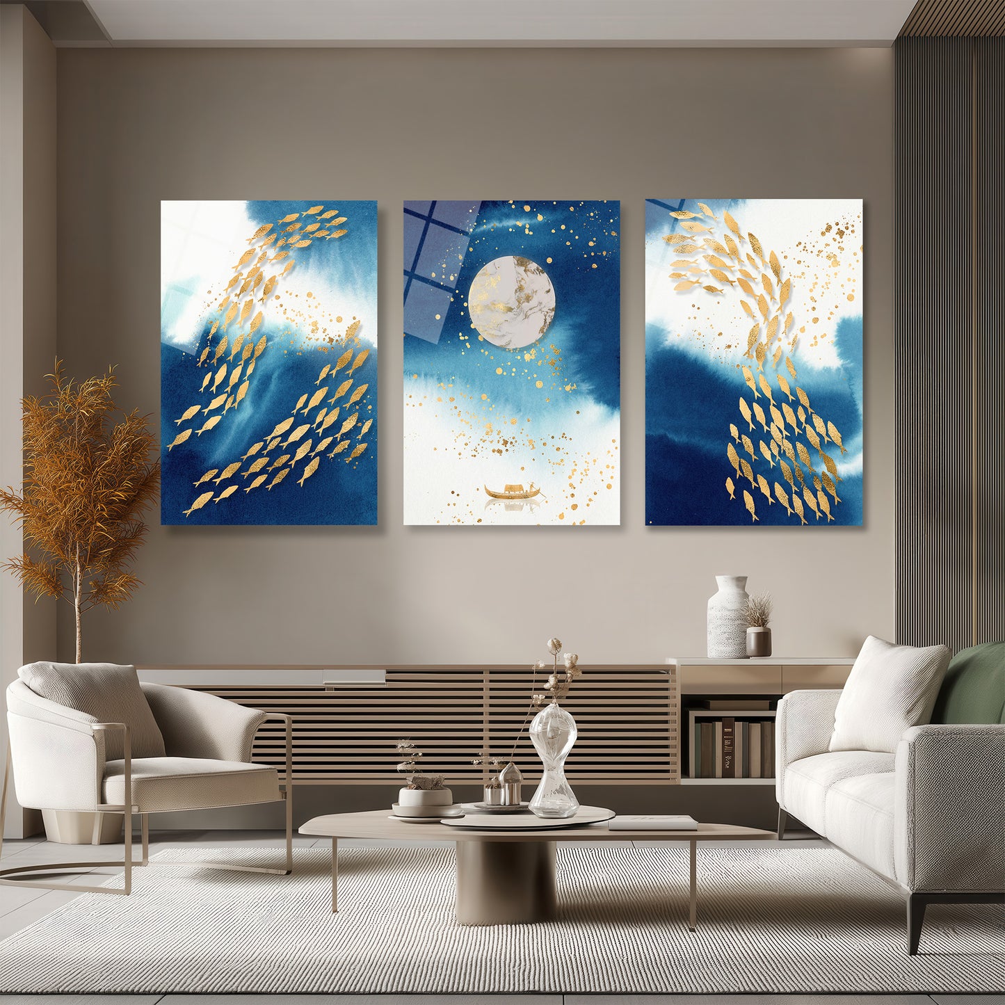 ÜÇLÜ DİKEY CAM TABLO SETİ - TT4077