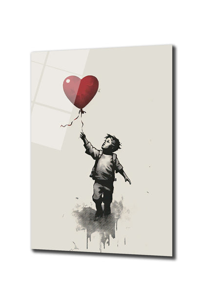 BANKSY TARZI DİKEY CAM TABLO