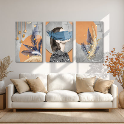 ÜÇLÜ DİKEY CAM TABLO SETİ - TT4085