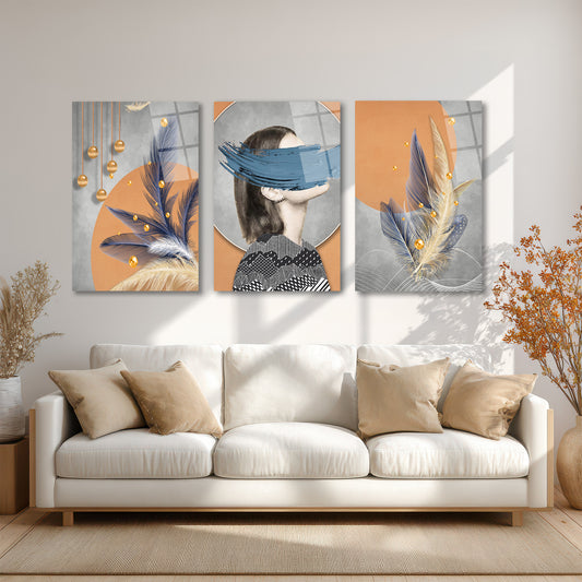 ÜÇLÜ DİKEY CAM TABLO SETİ - TT4085