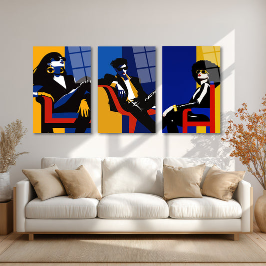 ÜÇLÜ DİKEY CAM TABLO SETİ - TT4118