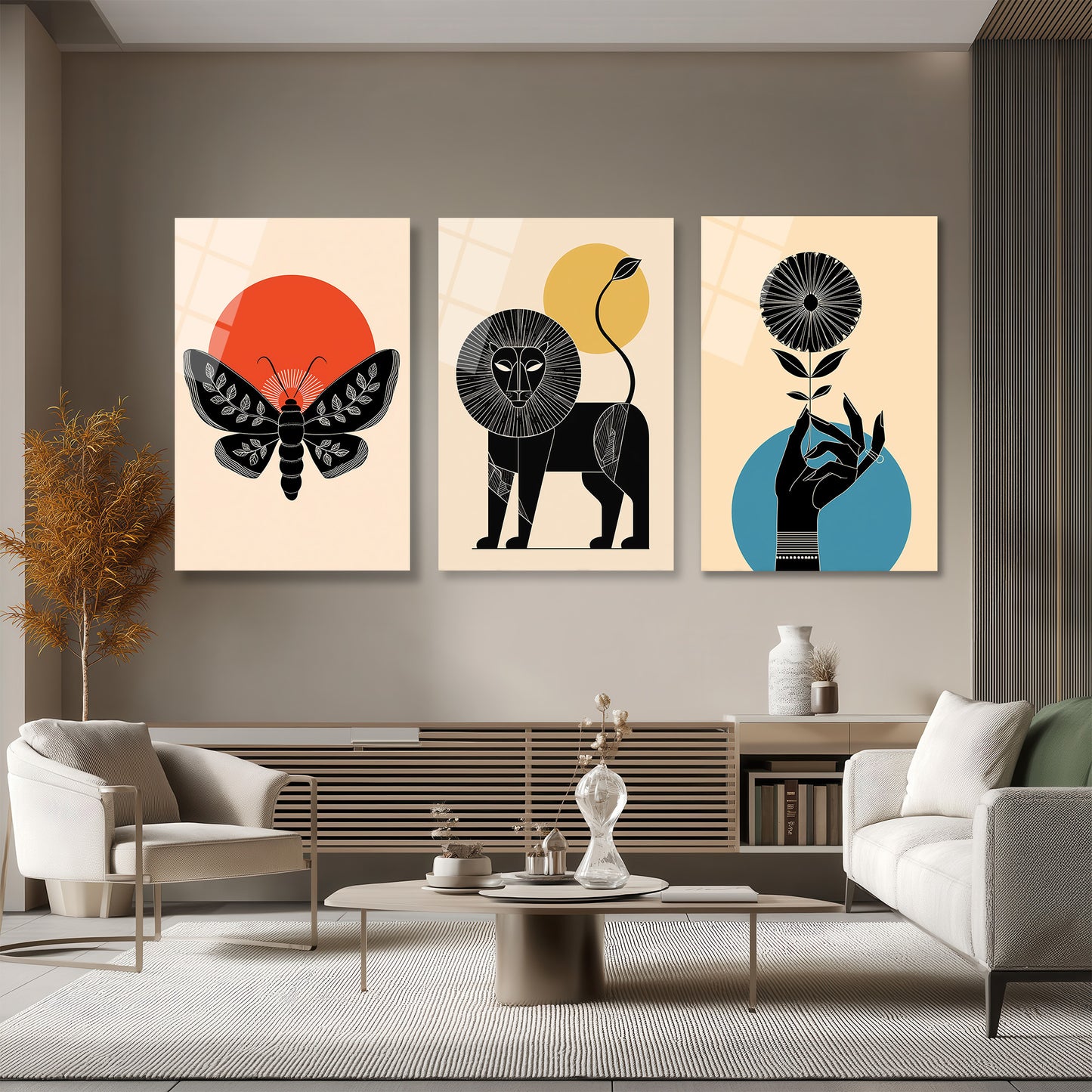 ÜÇLÜ DİKEY CAM TABLO SETİ - TT4071