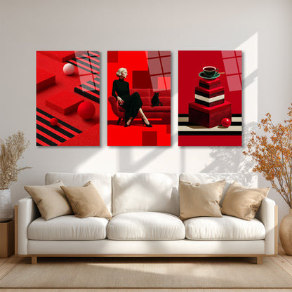 ÜÇLÜ DİKEY CAM TABLO SETİ - TT4122