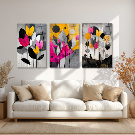 ÜÇLÜ DİKEY CAM TABLO SETİ - TT4142