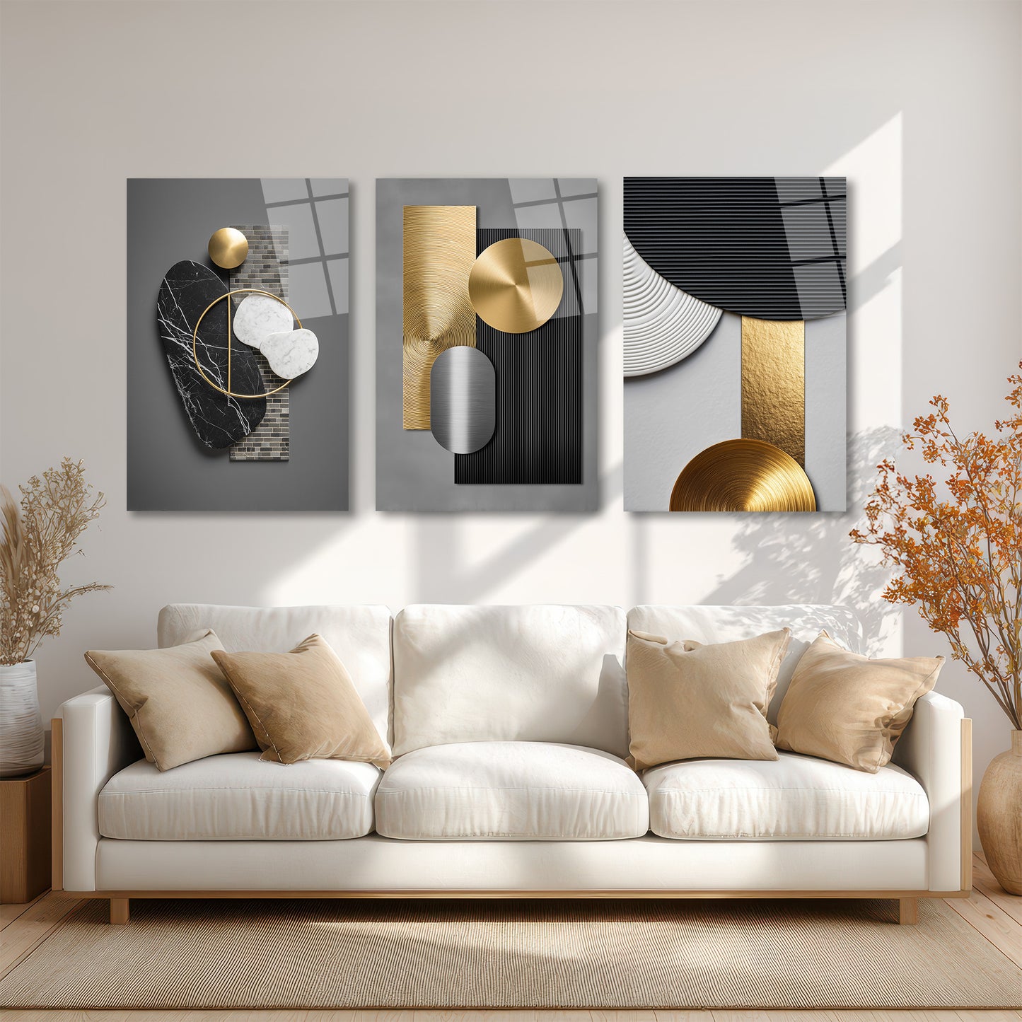 ÜÇLÜ DİKEY CAM TABLO SETİ - TT4146