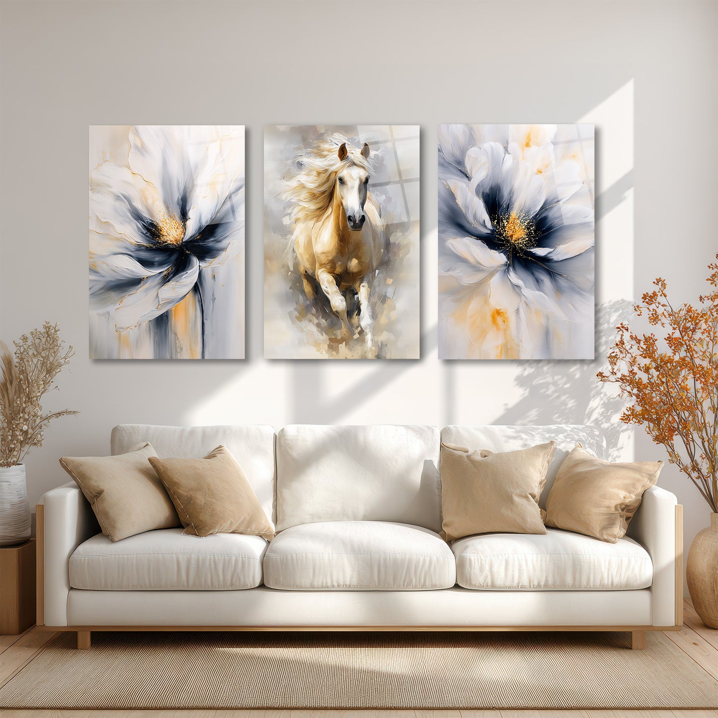 ÜÇLÜ DİKEY CAM TABLO SETİ - TT4157