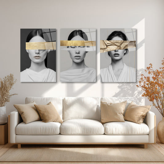 ÜÇLÜ DİKEY CAM TABLO SETİ - TT4159