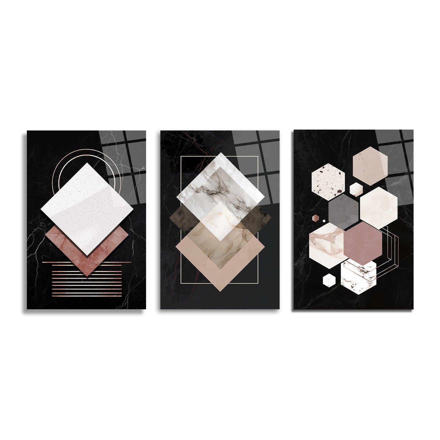 ÜÇLÜ DİKEY CAM TABLO SETİ - TT4068